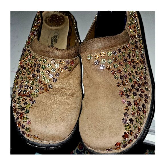 Brown Leather Mules Accented w/Metal Embellishments - Picture 1 of 8